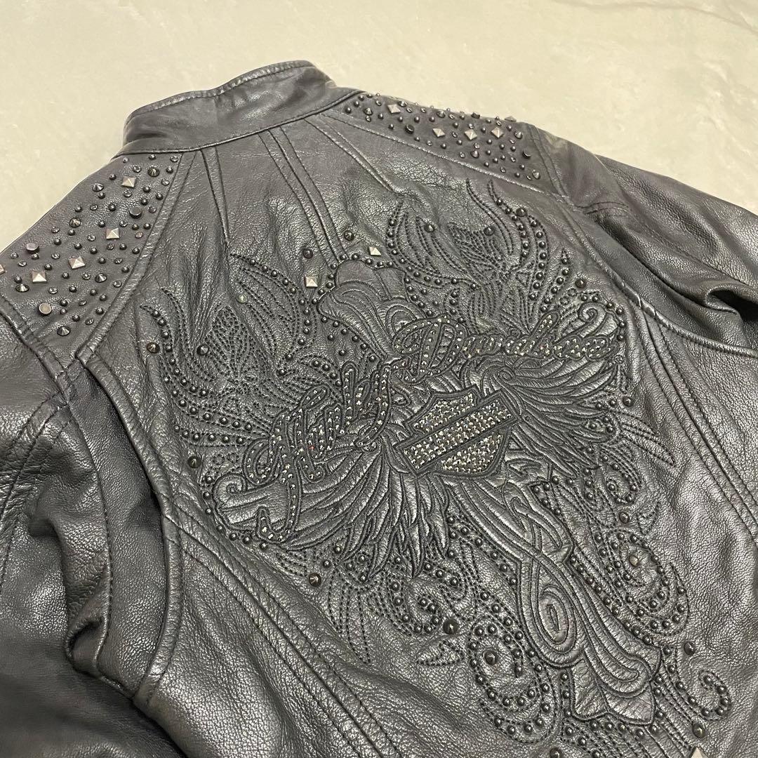 【希少】 ハーレーダビッドソン スタッズ ロゴ 刺繍 ライダース