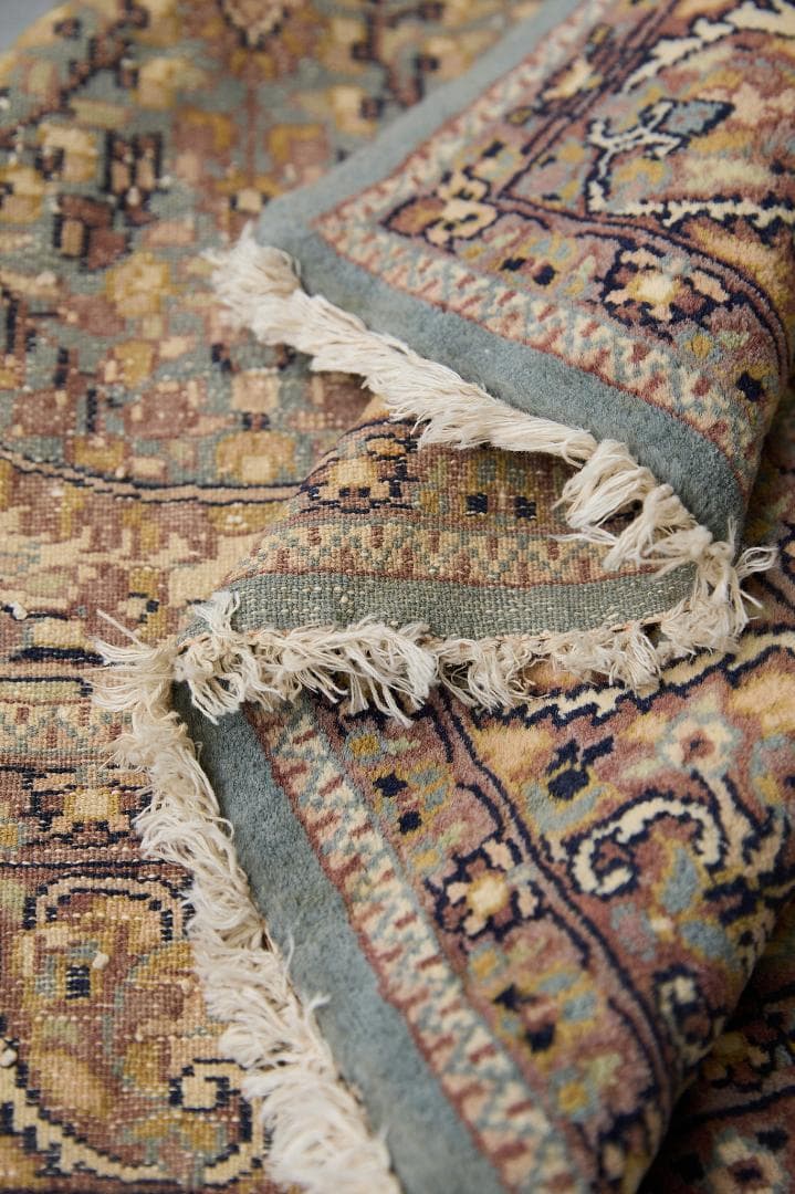 ヴィンテージラグ　トライバルラグ　ラホール産（210×124cm）青　茶　グレー