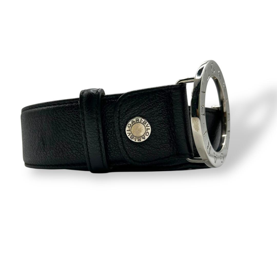 美品✨ BVLGARI ブルガリ ベルト ラウンドロゴバックル グレインレザー