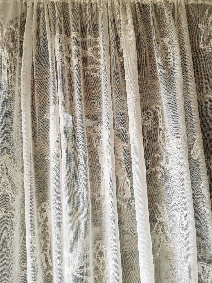 17日特別価格✾アンティーク牧場マドラスレース 酪農 羊馬山羊豚鶏カーテンパネル