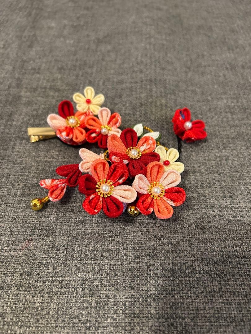 七五三3歳　女の子　着物セット　髪飾り付き