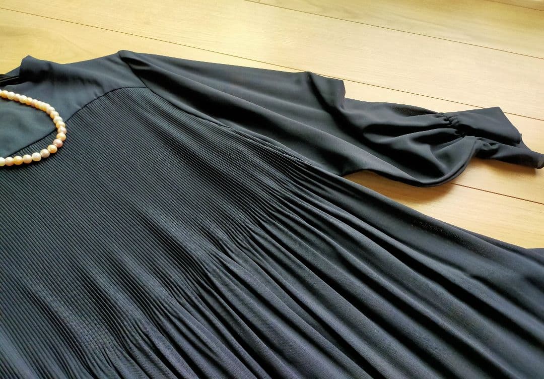 新品SHIPSシップス上品プリーツブラウスネイビー定価