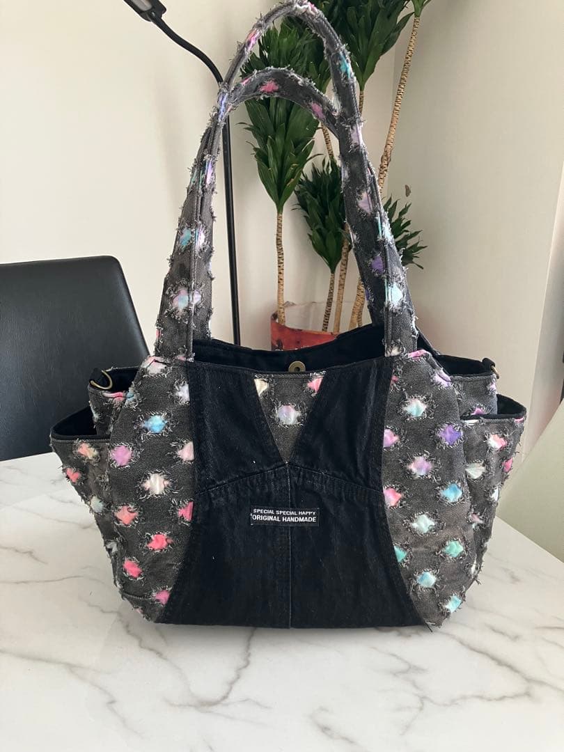 868 まゆ　大きめデニムリメイクバック　ハンドメイド 2点