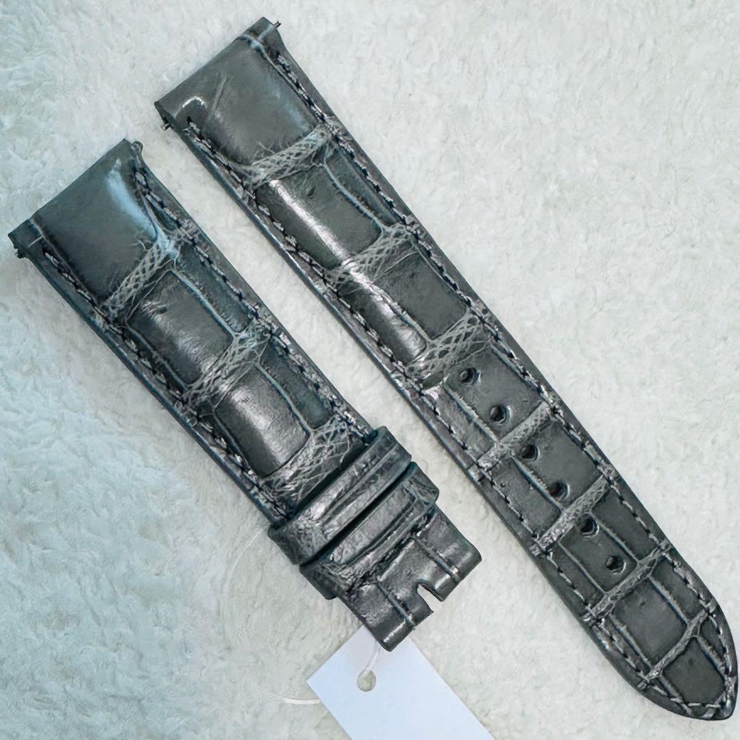 3021#20mm-18mmダークアッシュ★本物クロコダイルベルト★スイス製