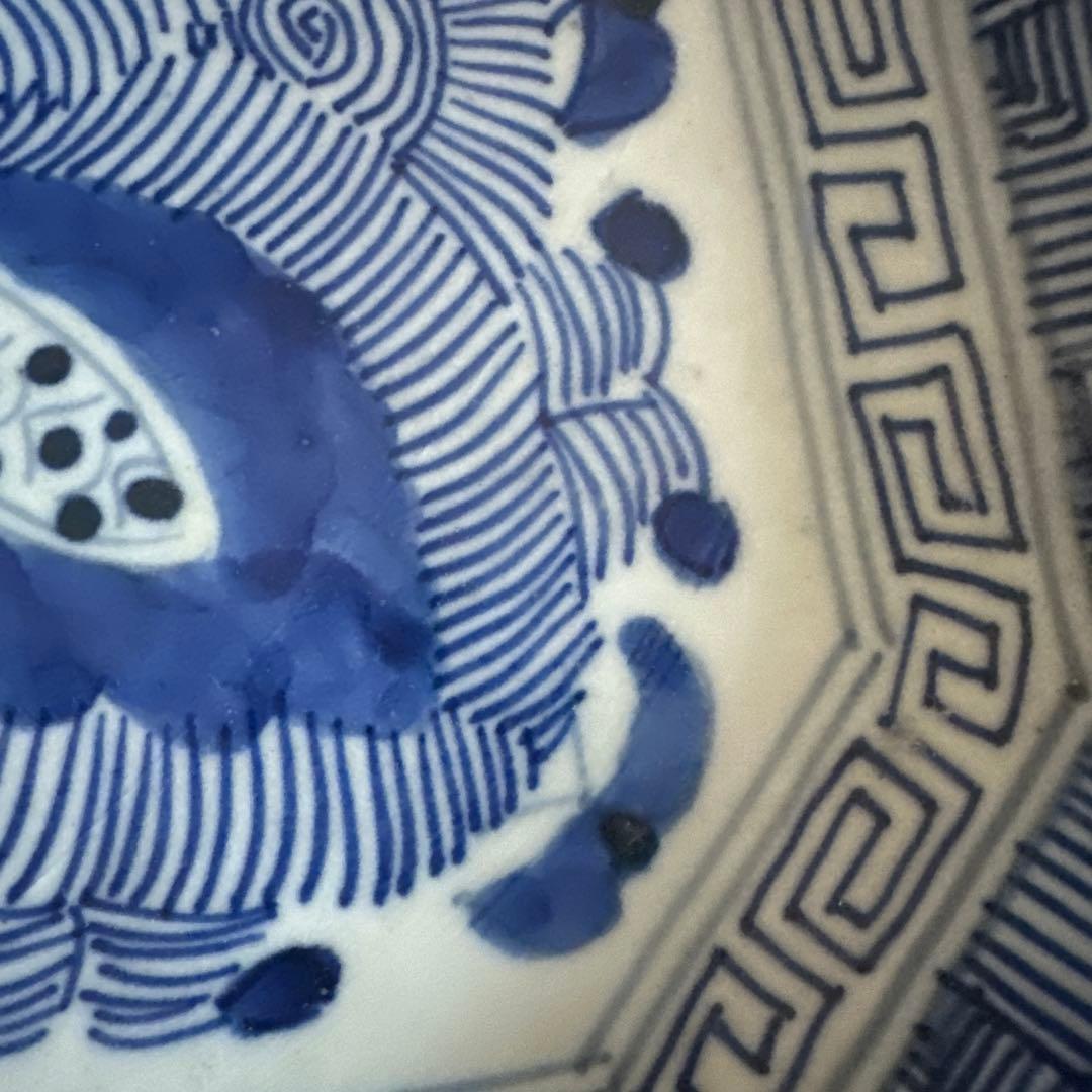 ヴィンテージ素敵すぎる青と白の八角形陶器皿