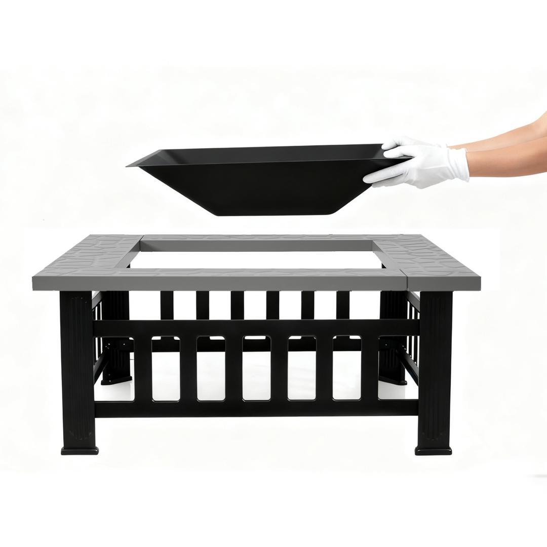数量限定！ファイヤーピット 焚き火台 バーベキューコンロ【大理石調+ブラック】