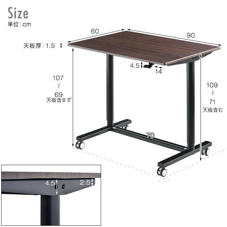 スタンディングデスク 高さ調整可能 シルバーグレー【引き取りorたのメル便】