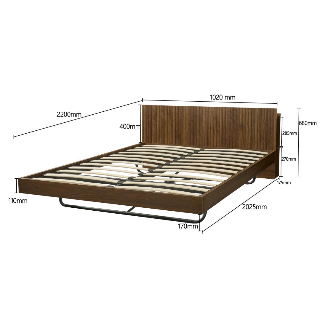 【新作】ベッド シングル ウォールナット色 収納付き コンセント付き USBポー