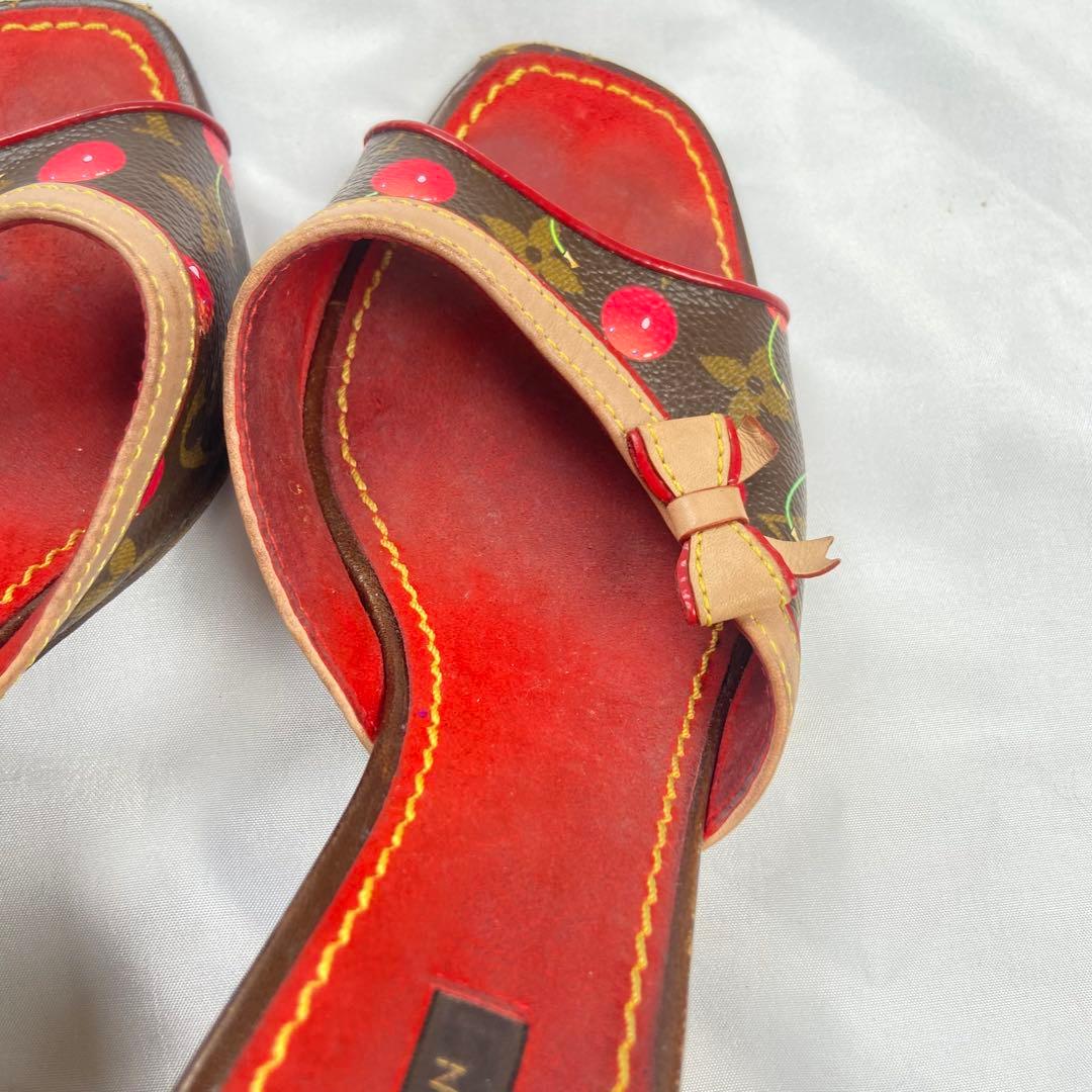 LOUIS VUITTON モノグラム 村上隆コラボ チェリー ミュールサンダル