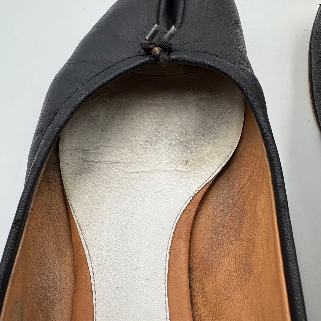 マルジェラ　足袋　フラット　ブラック　レザー　サイズ36