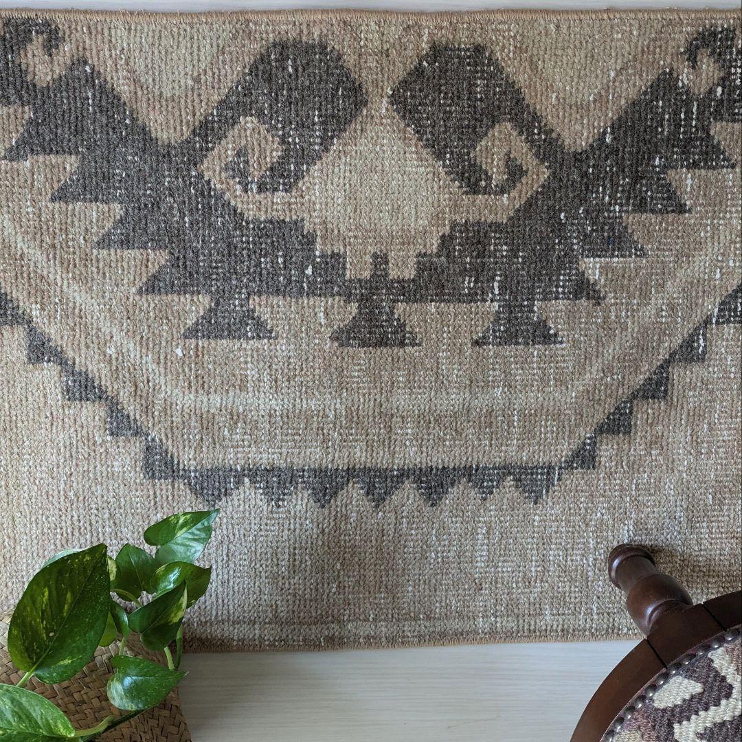 50×100 ベージュトルコヴィンテージラグ　ミニサイズ