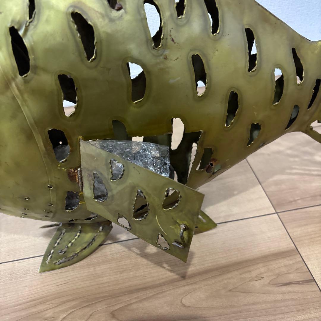 金属製 魚型置物 大型金属魚型懸垂式ろうそくランタン
