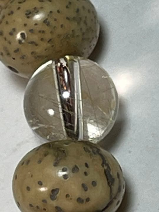 念珠 数珠 数珠 仏教美術 星月菩提腕珠 マンモス玉天然水晶玉隔珠 中古美品