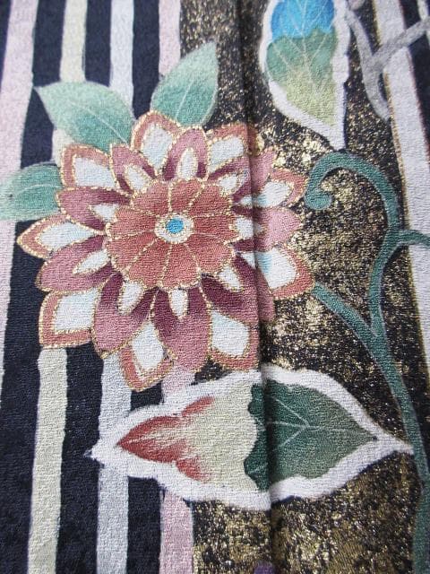 新品同様！アールデコ柄＊手描き＊濃いネイビー＊高級＊訪問着＊１５８ｃｍ＊裄６６