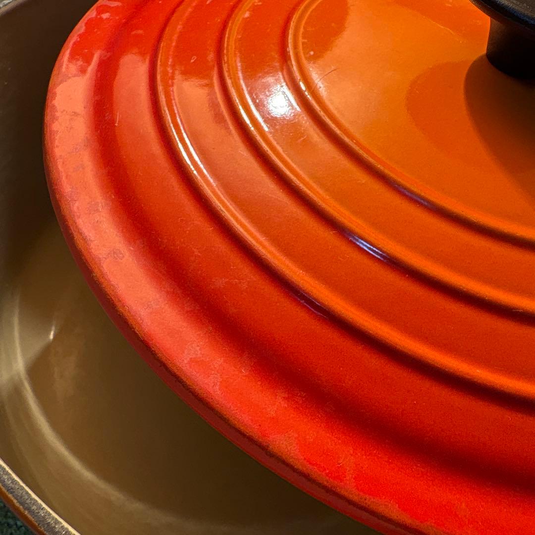 LE CREUSET ル・クルーゼ オレンジ 鋳鉄製 両手鍋 24cm