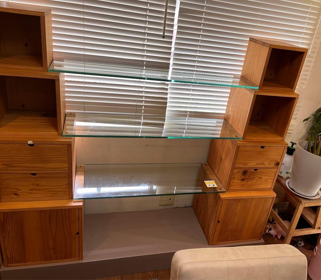 飛騨産業　HIDA キャビネット Scaloni 圧縮杉 強化ガラス　定78万円