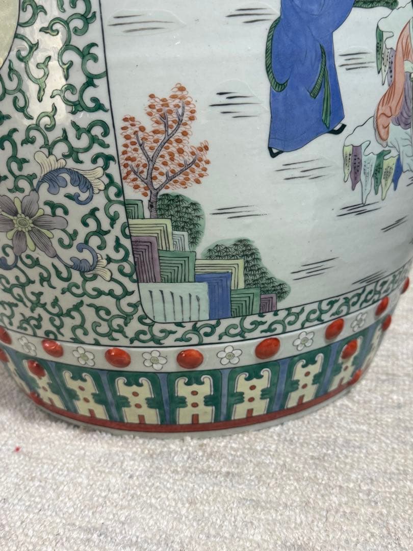 中国　粉彩人物圖　墩② 送料込み260206