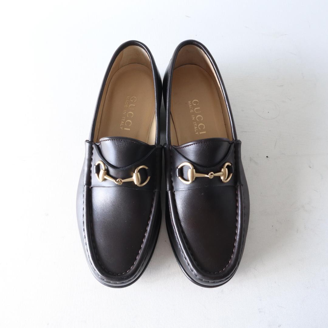 未使用GUCCIホースビットローファー36C23cmダークブラウン×ゴールド金具