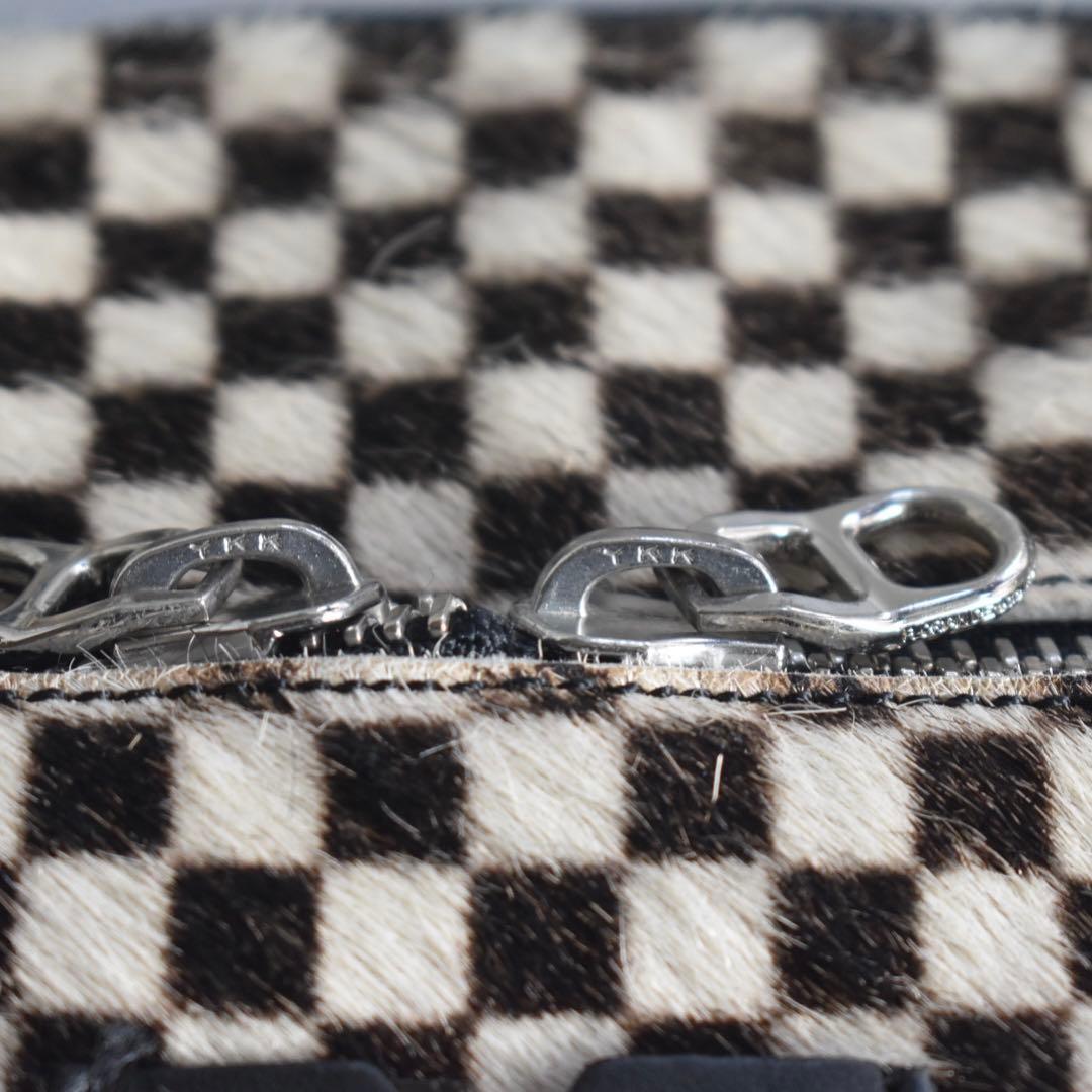 極美品フロリアンドゥニクール　腹子チェッカーフラッグ レザーブリーフ A4大容量