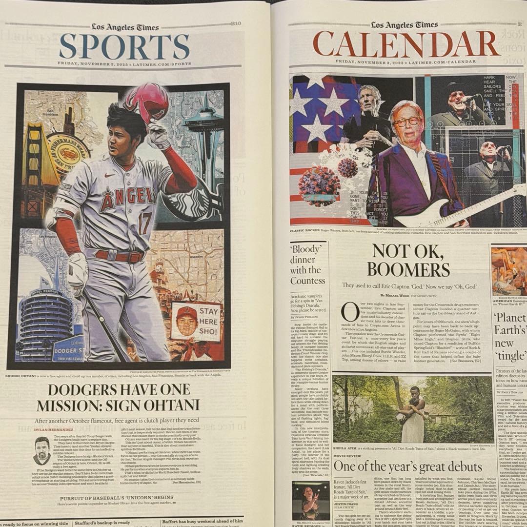2023年11月3日付　ロサンゼルスタイムズ 【エンゼルス 大谷翔平 特集号】