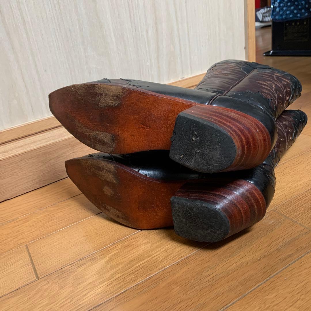 みあうさま　アンティーク　ウエスタンブーツ ブラウン ブラック レザー