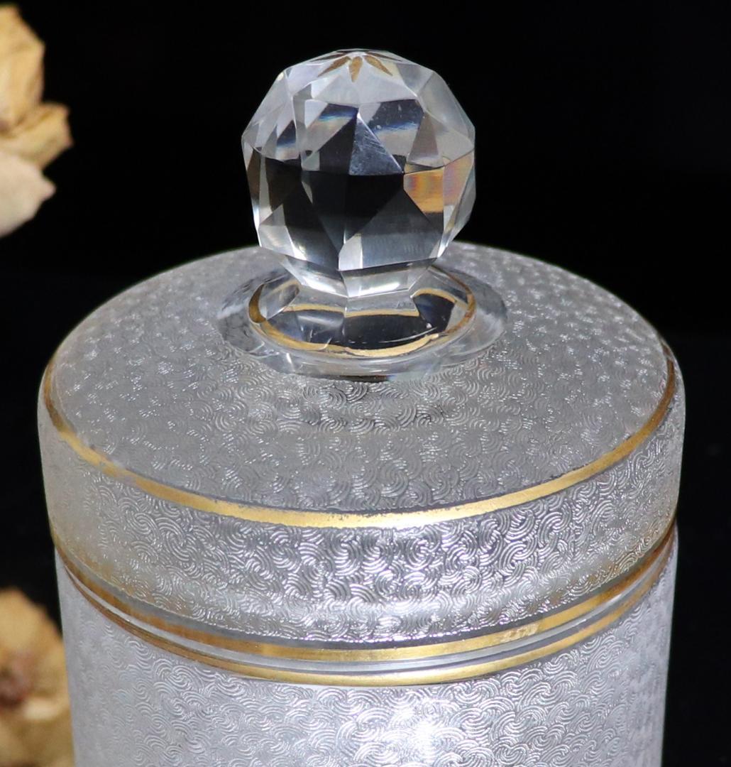 オールド・バカラ 春海商店特注 青海波模様 金彩 蓋物 ボンボニエール 小物入れ