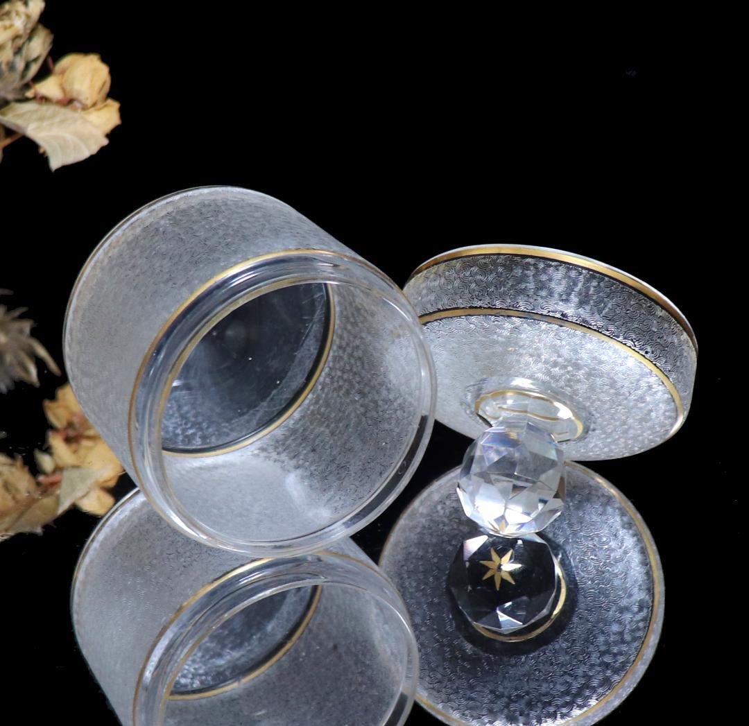 オールド・バカラ 春海商店特注 青海波模様 金彩 蓋物 ボンボニエール 小物入れ