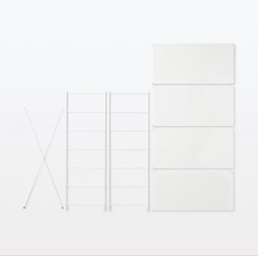 【良品】 無印良品 スチールユニットシェルフ スチール棚セット 中 ワイド 4段