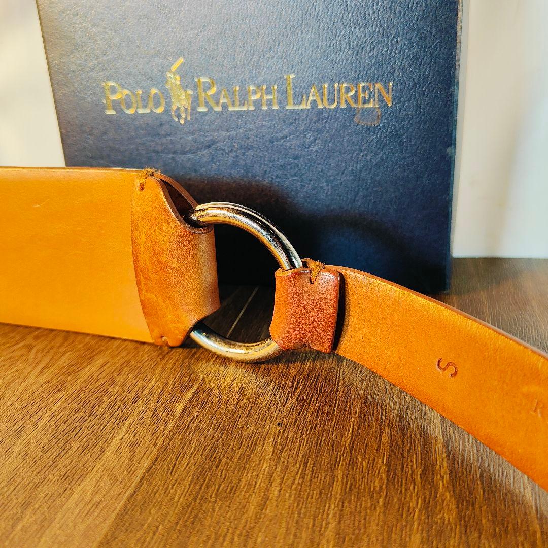 【極上品】ポロラルフローレン 高級ドレスベルト イタリア製　シルバー馬具バックル
