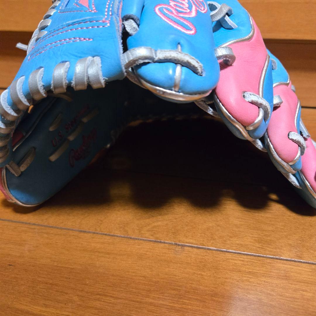 品薄商品！Rawlings 軟式グローブ サックス/ピンク右投げ用