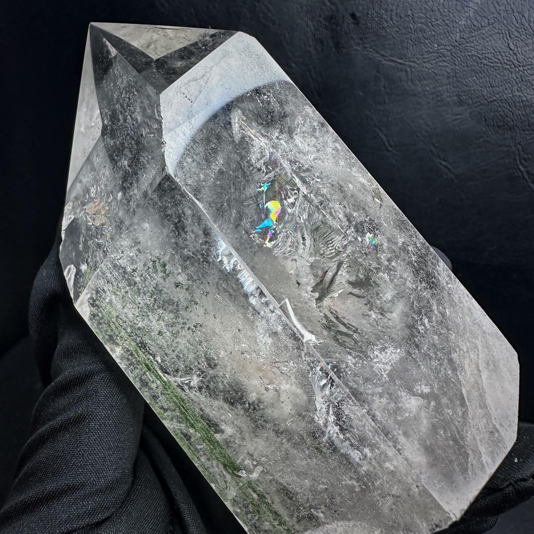 希少❗️ガーデンクォーツインクォーツ 虹☆六角柱　ポイント庭園水晶A1077