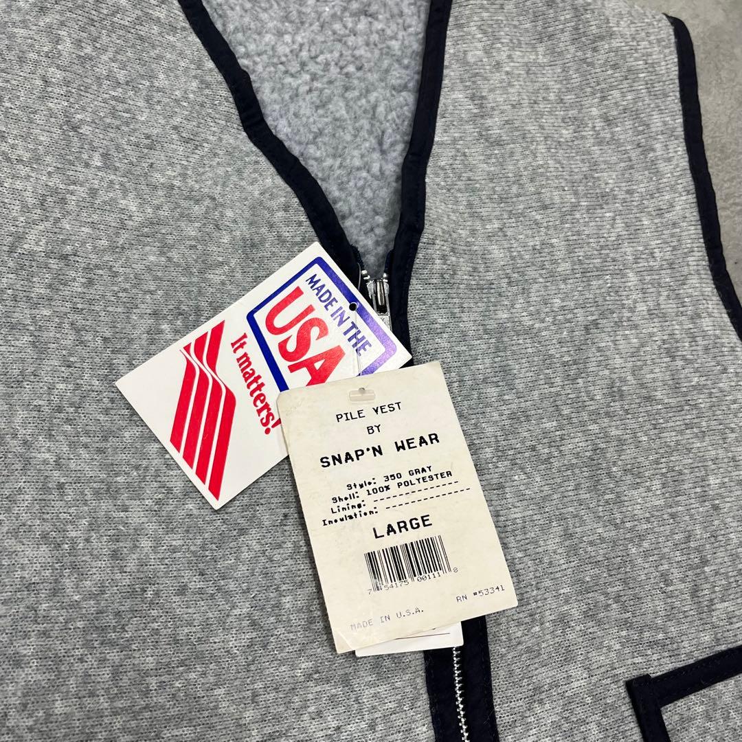 デッドストック SNAP'N WEAR USA製 パイルベスト フリース　L
