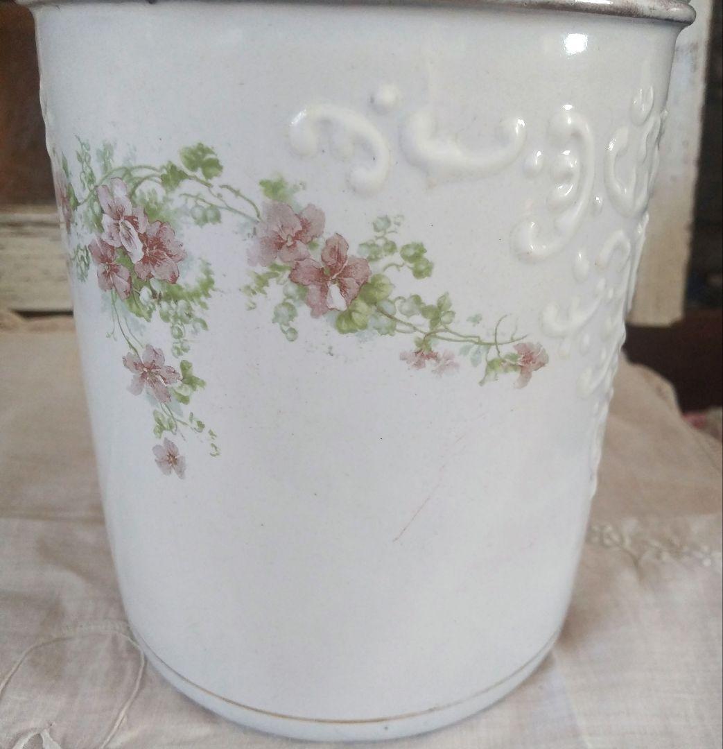 レア✨フランスアンティーク BF社 ホーローキャニスター すみれ 菫 花柄