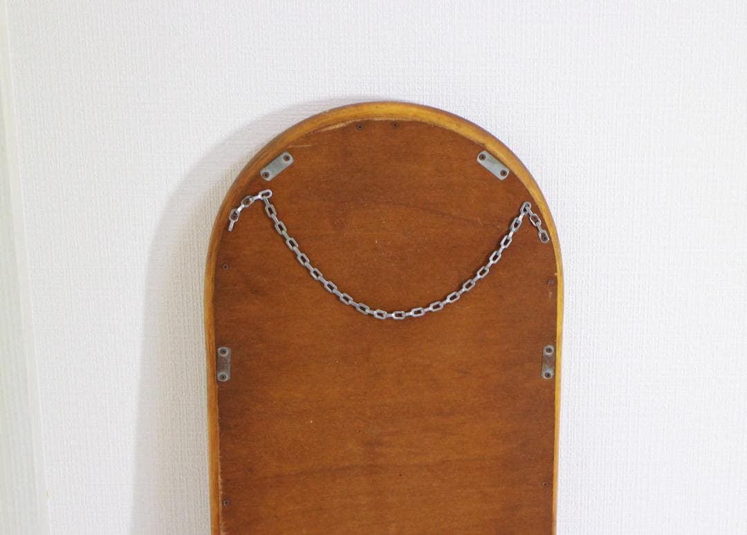 籐ラタン 大型ミラー 鏡 壁掛け アーチ型 全身 姿見 アンティーク