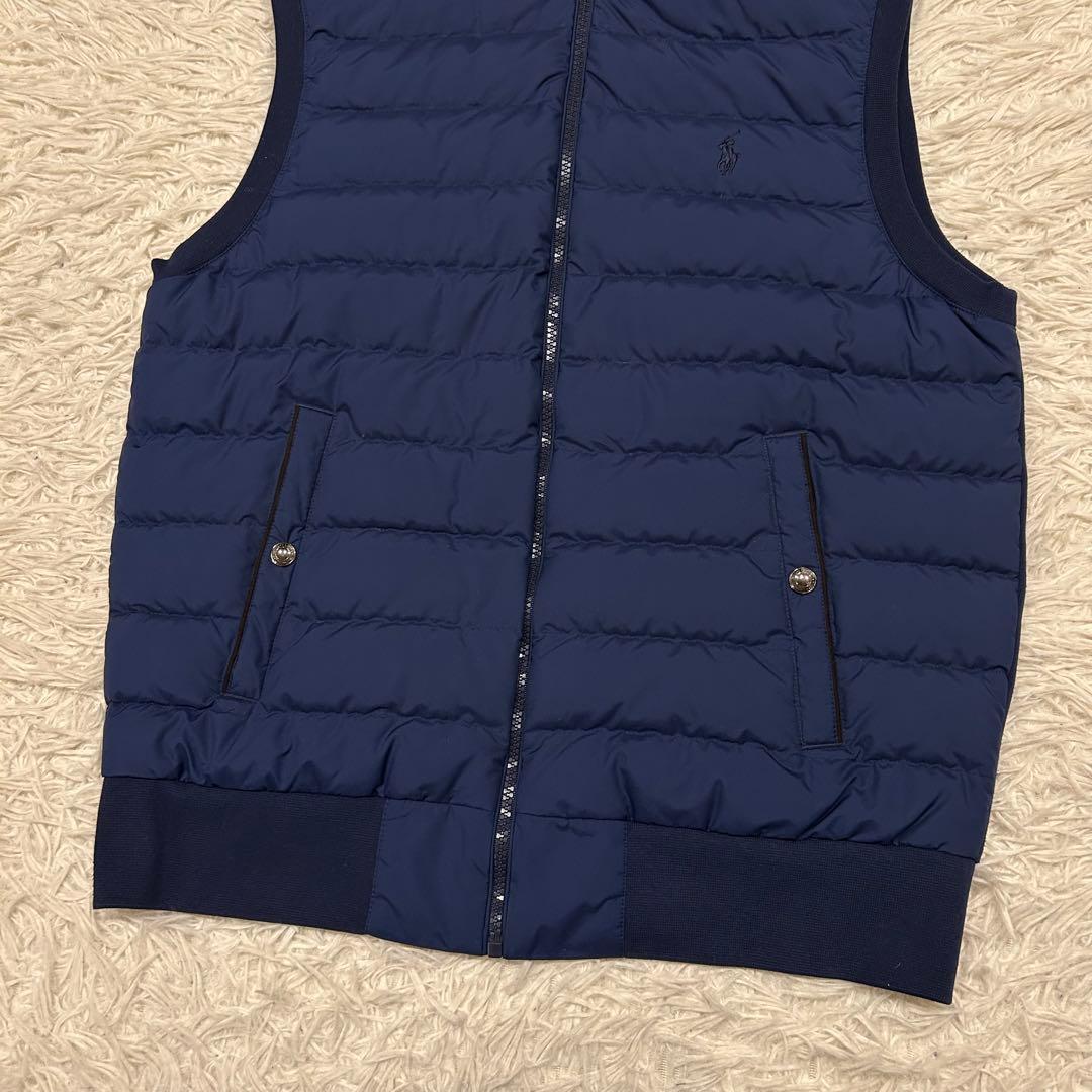 美品　ポロラルフローレン　ダウンベスト　切替　ポニー刺繍　紺　ゴルフウェア