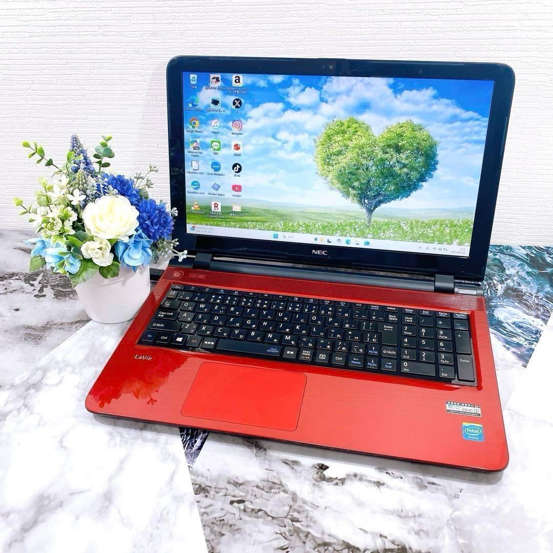 可愛い赤❤薄型ノートパソコン✨大容量✨新品SSD512G✨ Windows11