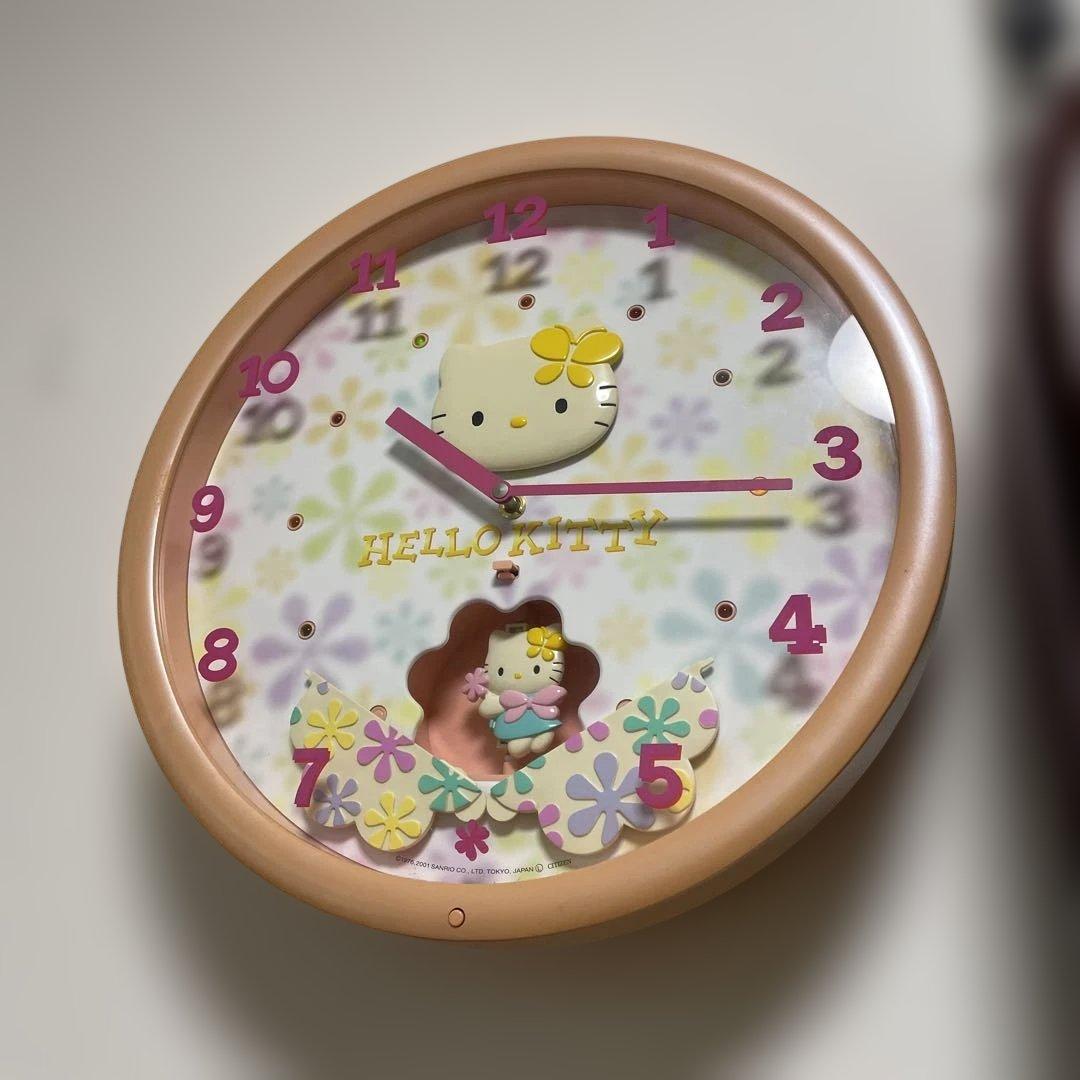 キティちゃん、からくり時計、メロディ時計、音楽、掛け時計、振り子時計、動作◎