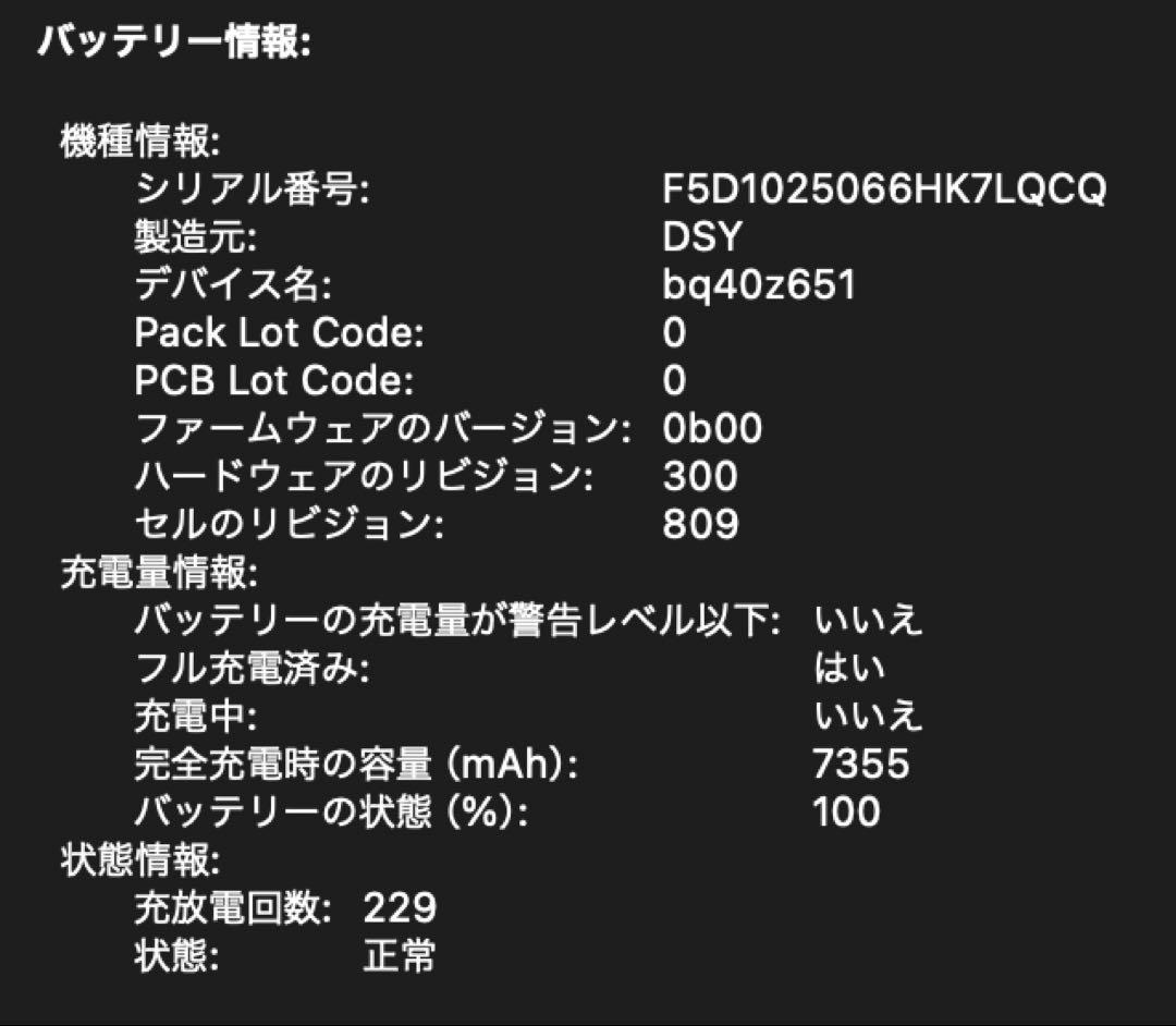 MacBook Pro 16インチ2019 Core i7 16GB 1TB