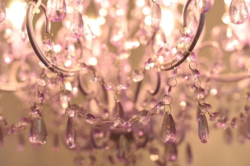 【LED付・簡単取付】8灯パステルパープルシャンデリア