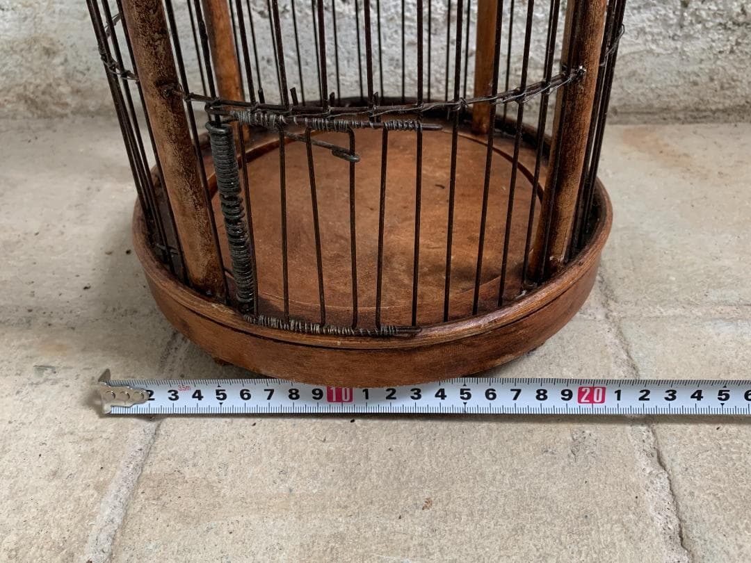 フランス アンティーク　バードケージ 鳥かご 木製 アイアンワイヤー ビンテージ