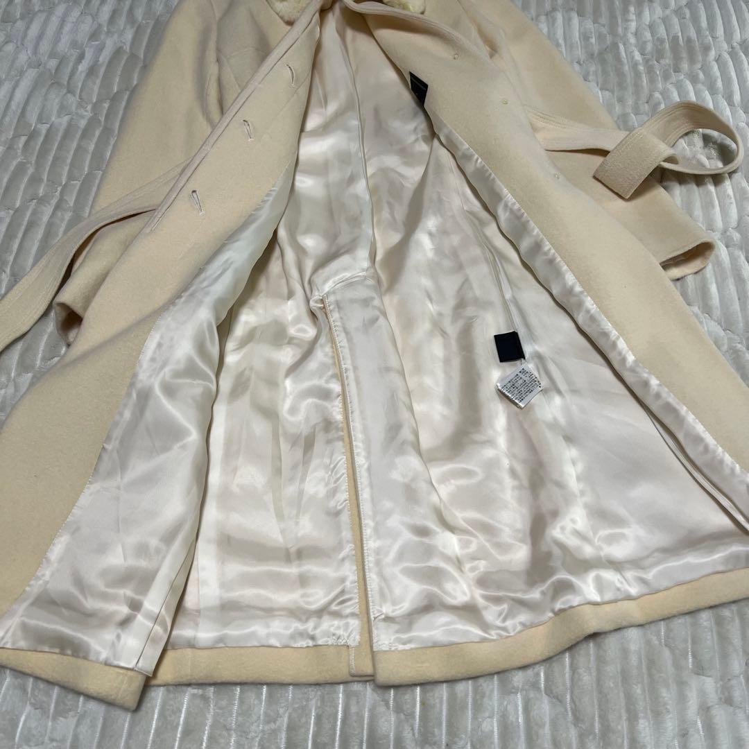 【a3880】エフデ 新品 フォックスファーアンゴラコート ベージュ M