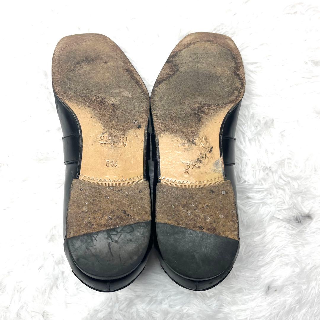 【美品】 GUCCI グッチ GGロゴ ベルト ローファー 26.5cmブラック