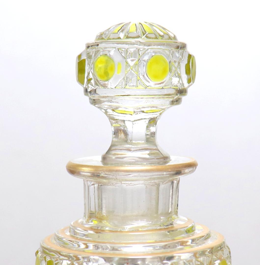 オールド・バカラ 上級作品 黄緑色被せエナメル彩金彩香水瓶14.5cm ボトル