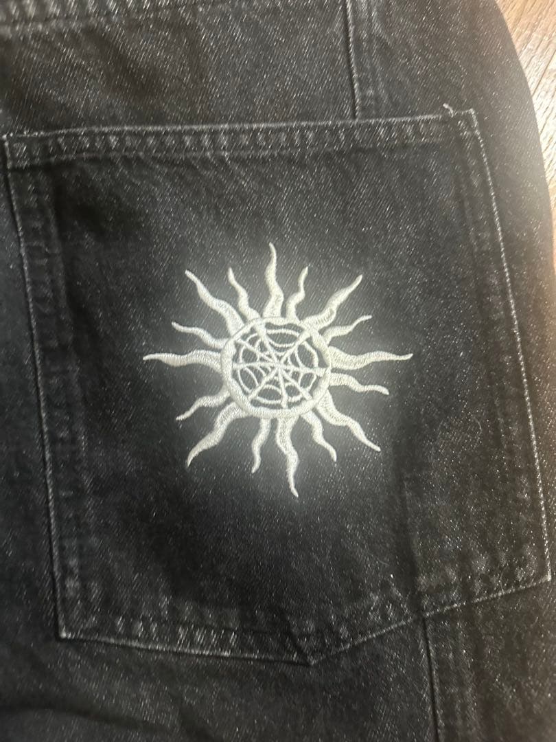 NoREMIDブラックデニムワイドパンツ