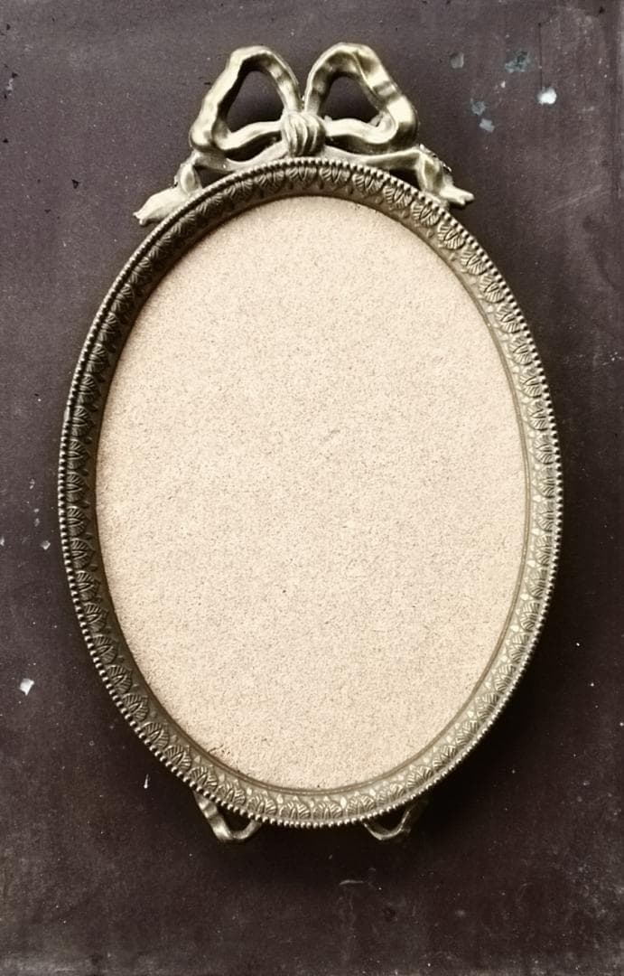 フランス 29c 金のリボンと金の葉とオーバルの額縁 フレーム アンティーク