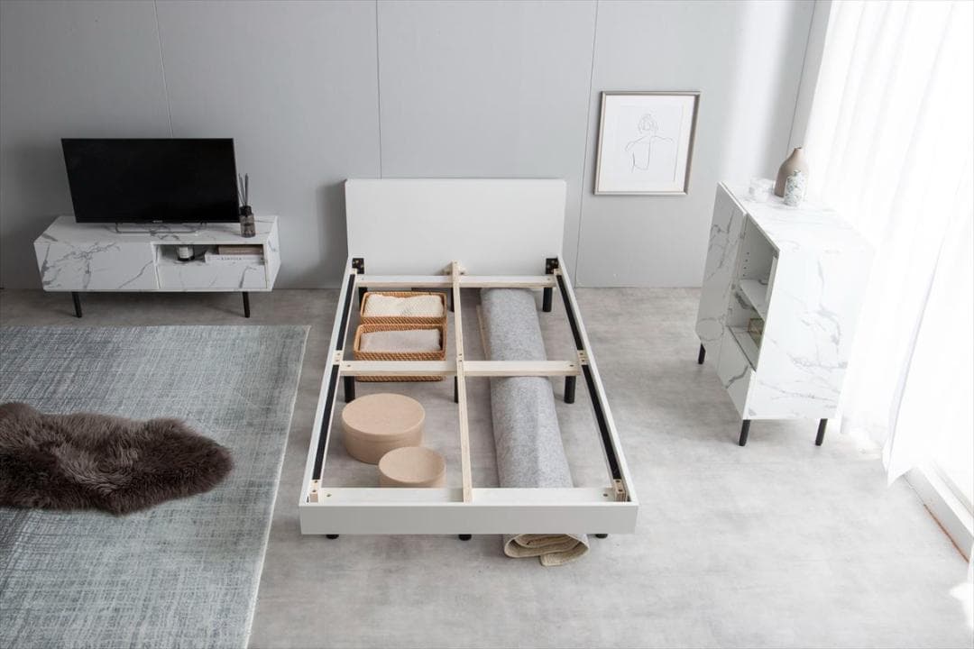 【送料無料】【S】コンセント・宮付きすのこベッド(マットレス付き) 収納 天然木