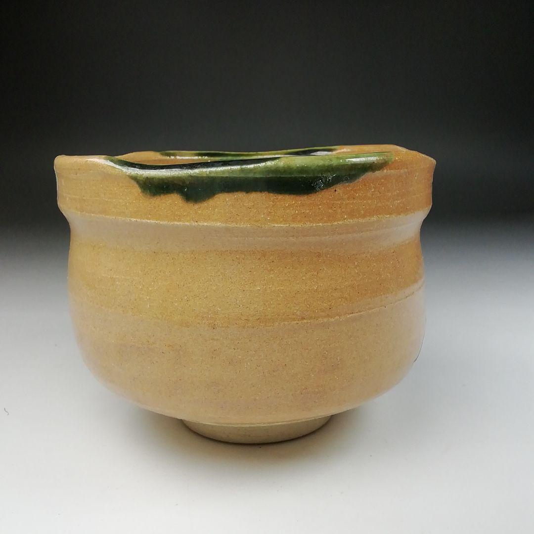 Ｔ６１　茶碗　『赤織部』『波車に千鳥』『菊泉窯　田中源彦造』共箱　抹茶碗　茶道具