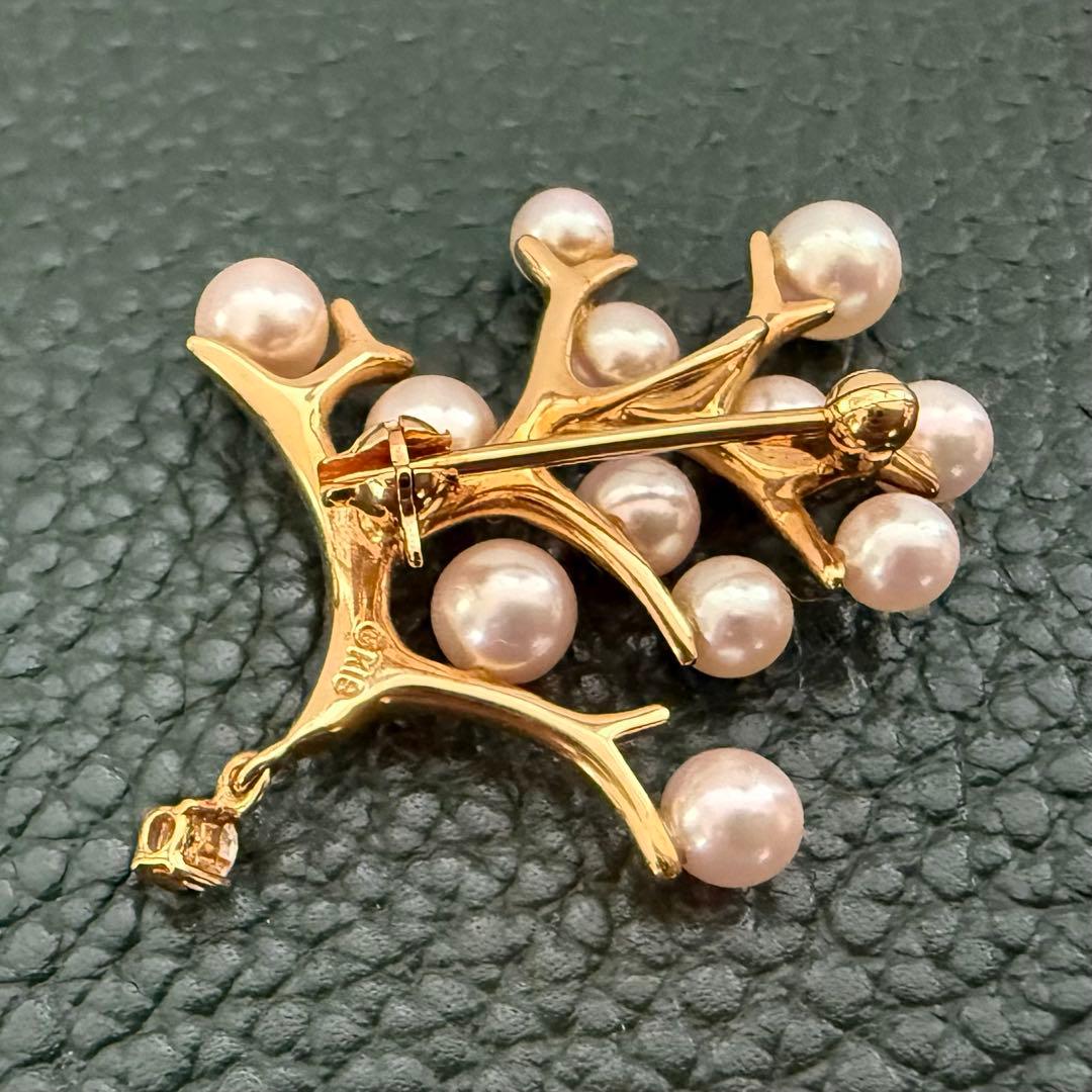 ミキモトK18アコヤパールダイヤ　幸福の木　ブローチ兼ペンダントトップ5.74g