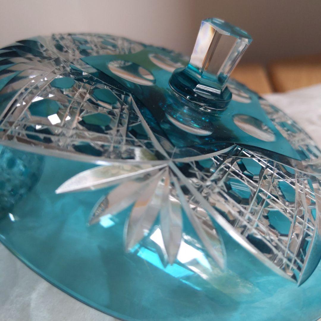 切子　松添春義作　蓋付クリスタルガラス　希少