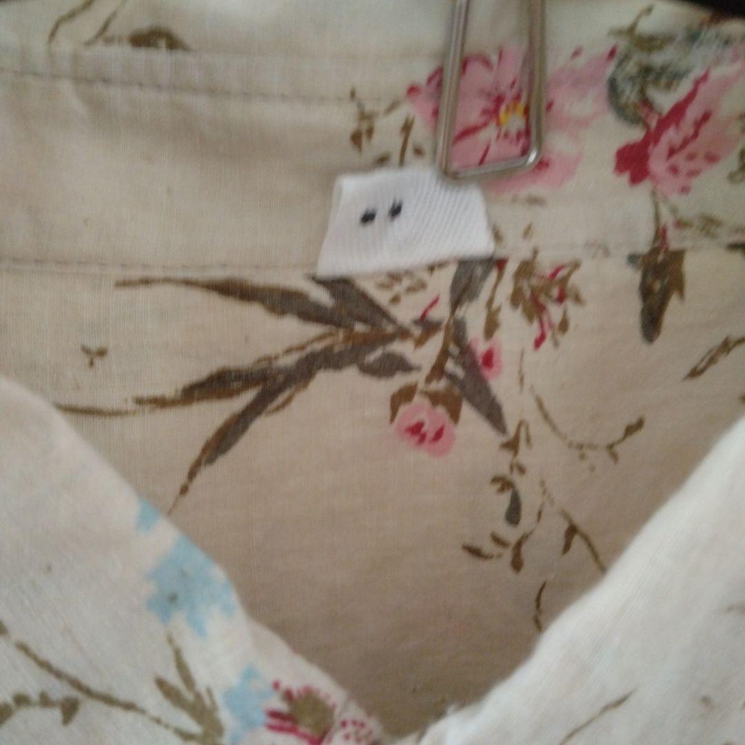 【美品】45R インドカディ森花プリントのくしゅくしゅブラウス／サイズ２